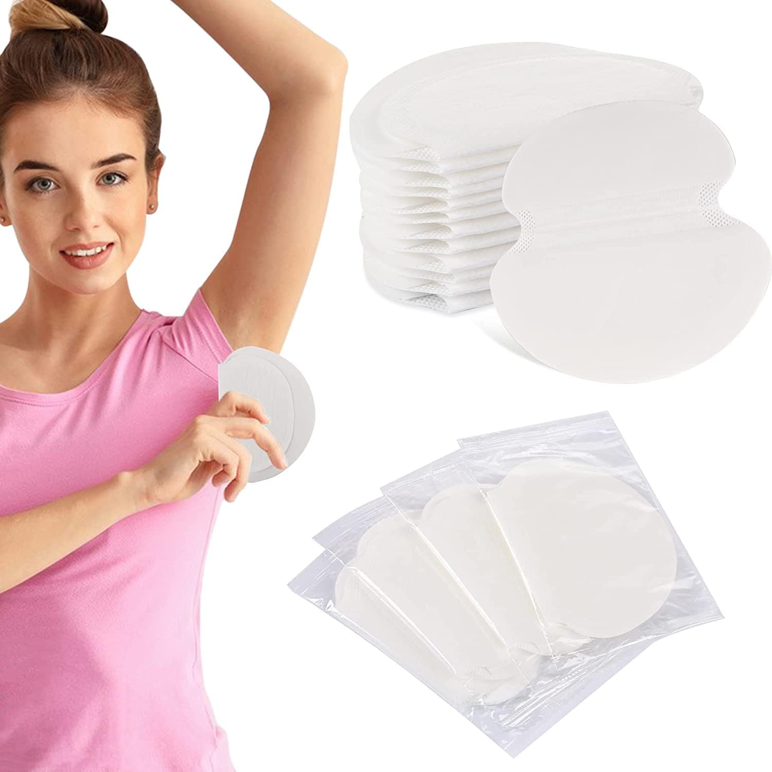 50 Pcs Underarm Sweat Pads, Armpit Sweat Pads for Women and Men, Disposable Underarm Pads for Sweating Women Comfortable Unflavored Non Sweat Armpit Protection