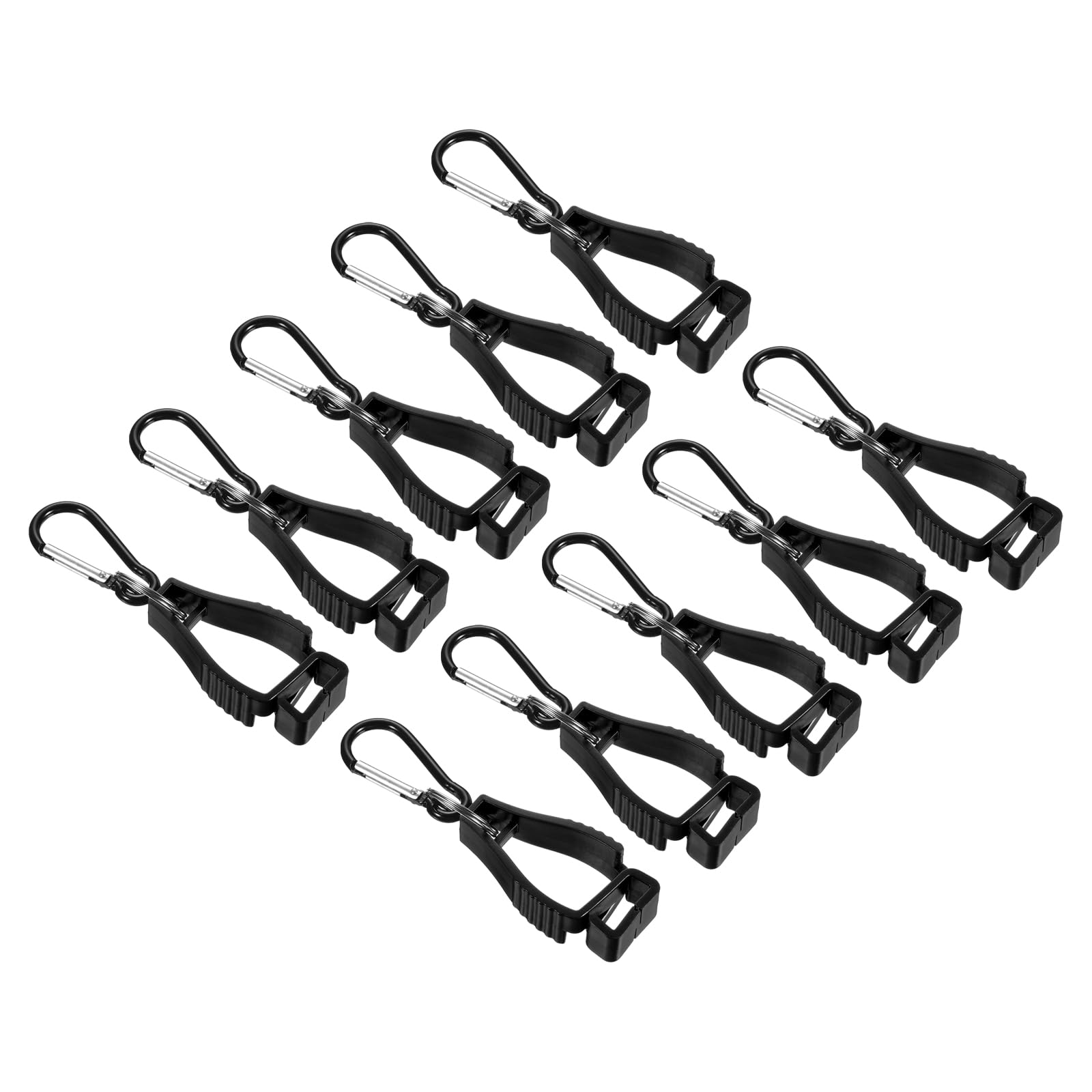 PATIKIL Glove Clips, 10 Pack Gloves Holder Clip Glove Belt Keeper Work Gloves Grabber Helmet Hanger for Construction Worker Black