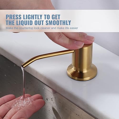 Miniatura 5 de WOWOW - Grifo de cocina negro y dorado con dispensador de jabón, grifo de cocina de acero inoxidable para fregadero de 2 o 4 agujeros, grifo de