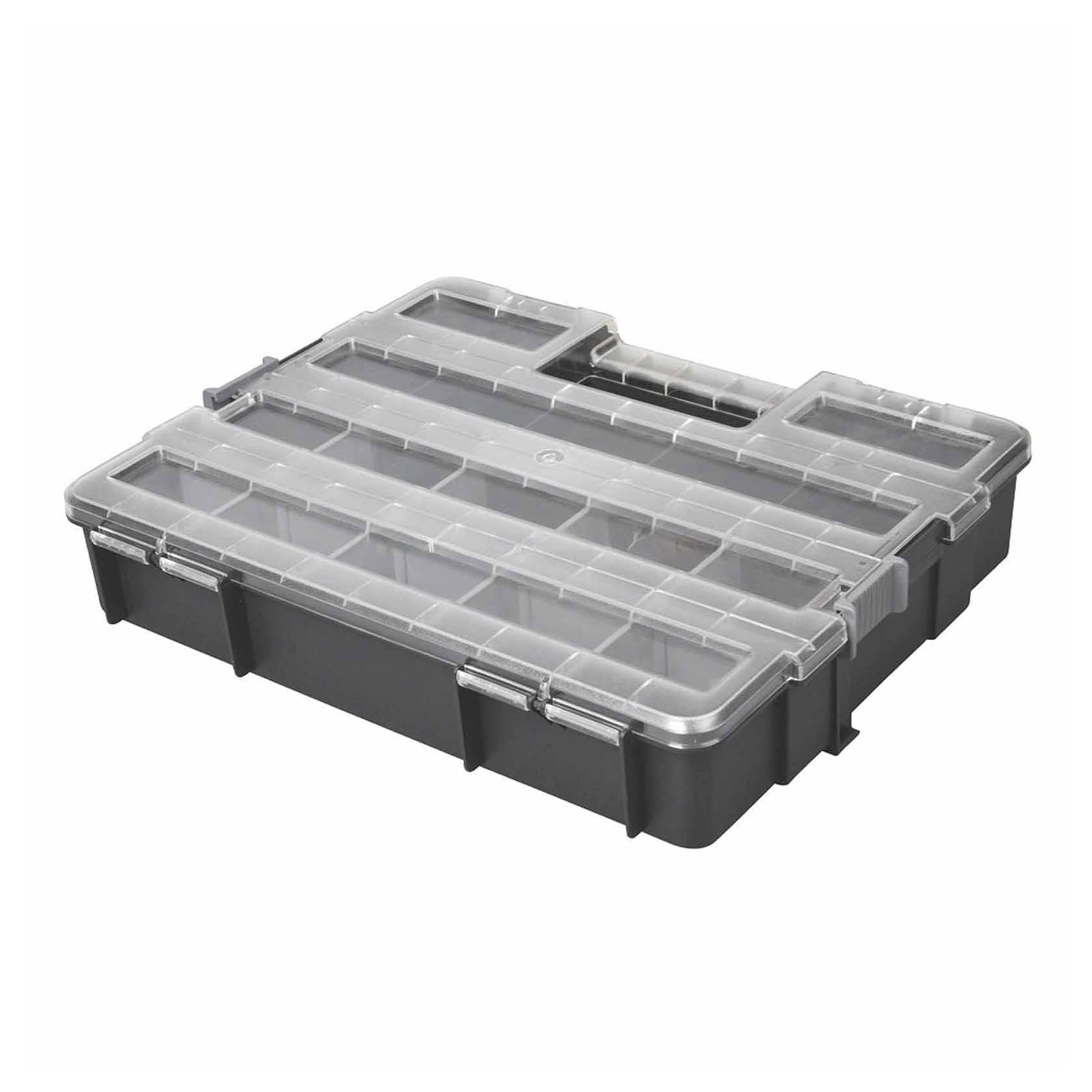 YHAILI Portable Storage Organization with Double Secure Locking Removable Bin Compartment Multipurpose Hardware Tool Box Storag