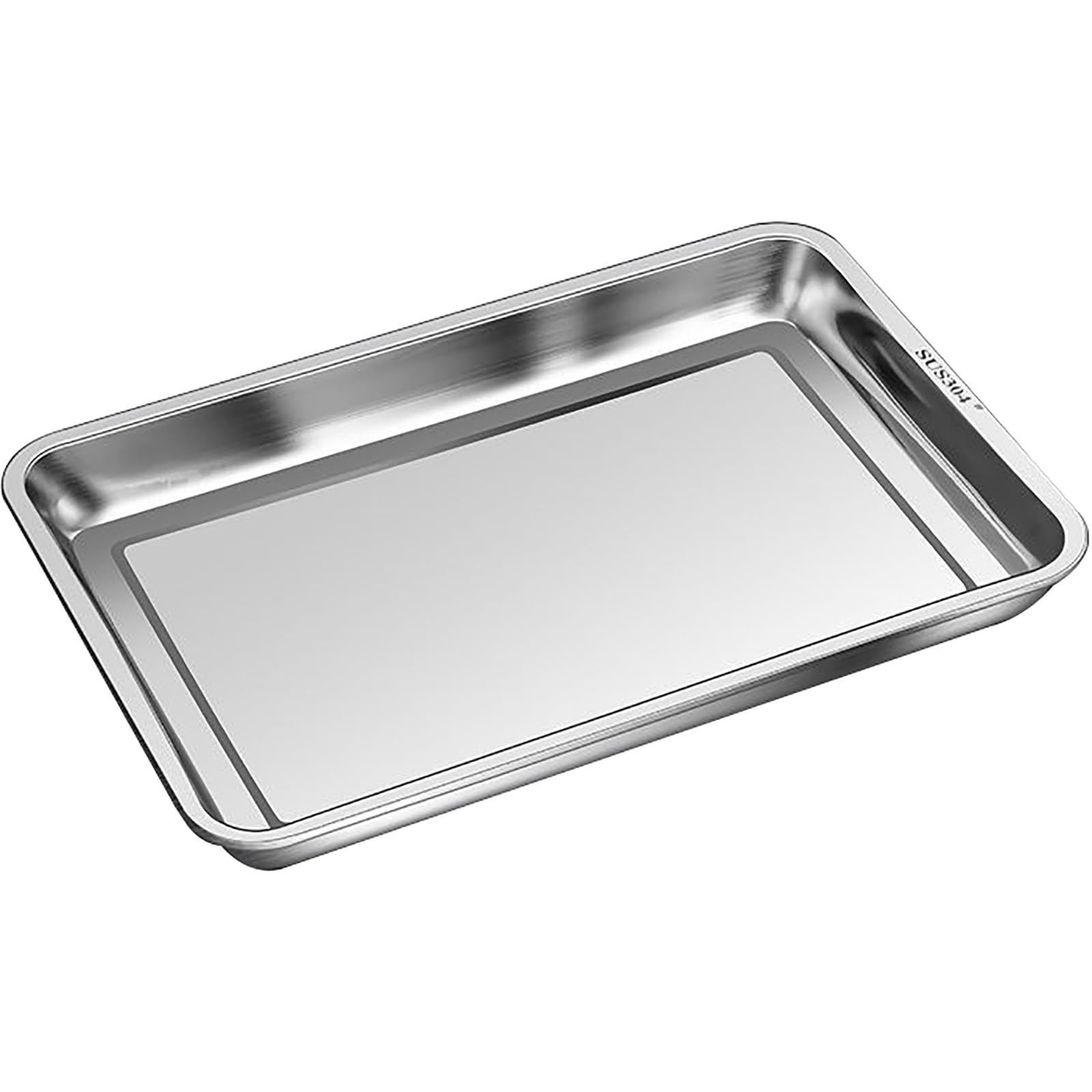 Bandeja Horno Acero Inoxidable 304, Bandejas para Galletas Antigoteo de Aceite, Multiusos para Brochetas, Frutas y Platos(50x35x4.8cm/20x14x2in)