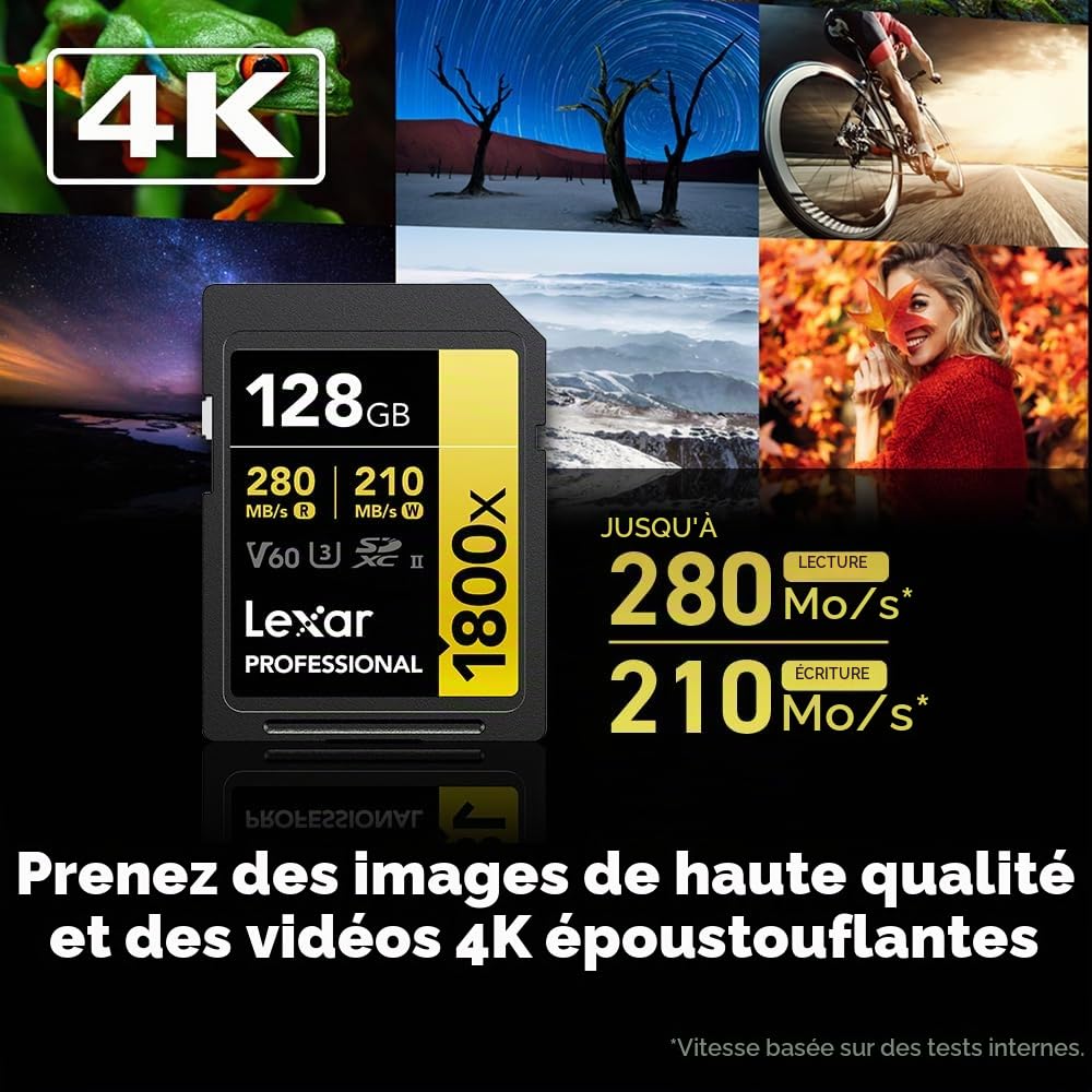 Atminties kortelÄ— LEXAR Pro 1800x R270/W180 128GB SDXC U3 (V60) UHS-II