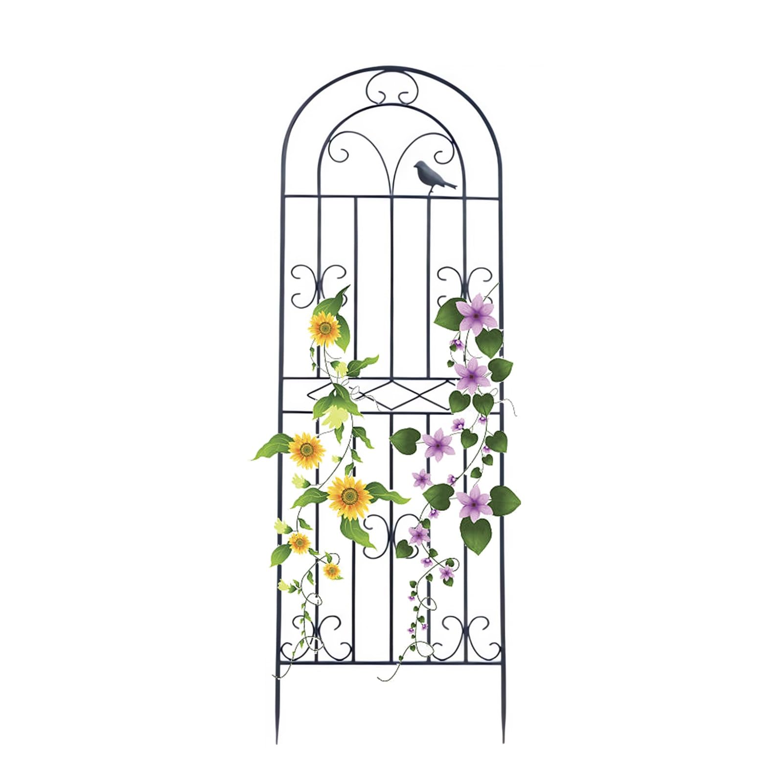 YAVVAY Bird Design Garden Trellises for Climbing Plants Outdoor, Wrought Iron Metal Trellis Support, for Outdoor Indoor, Potted Plants, Tomato, Rose(White,200cm/78.7in)