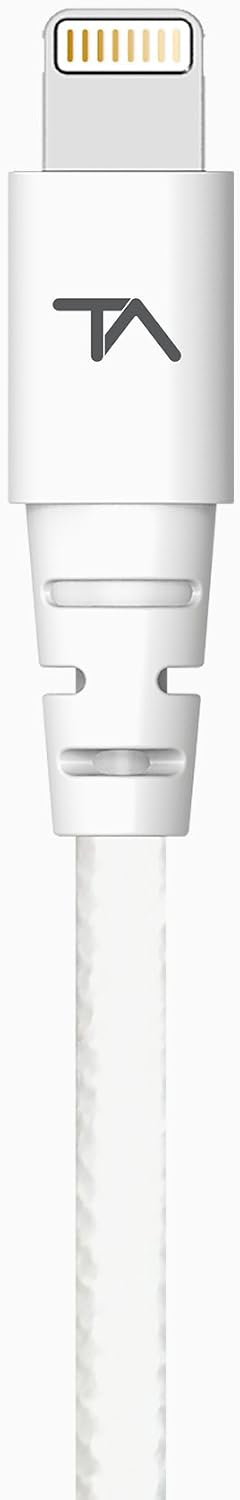 Tech Armor Apple MFi Certified Lightning Cable to USB A - 6FT White - Tough-Braided Extra-Strong Jacket - Sync/Charge iPhone & iPad