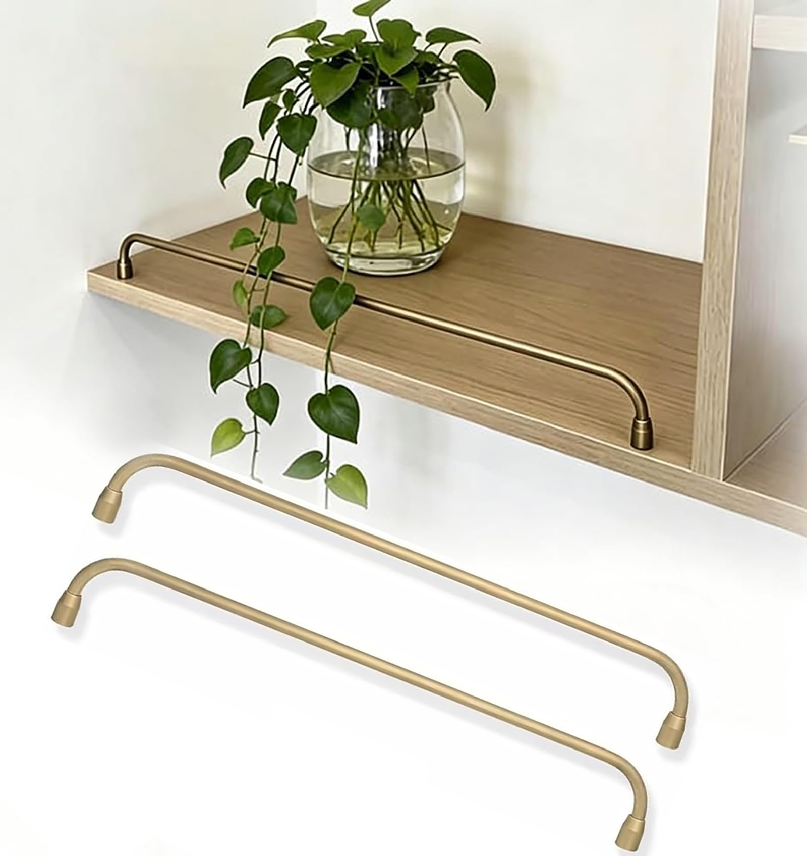 GERAZAHO 2 Pack Decorative Tipping Shelf Guard Rails, Cabinet Shelf Gallery Tipping Railing, Anti-Tipping Edge Protective Rod, for Kitchen, Bathroom, Closet 20cm/7.87in