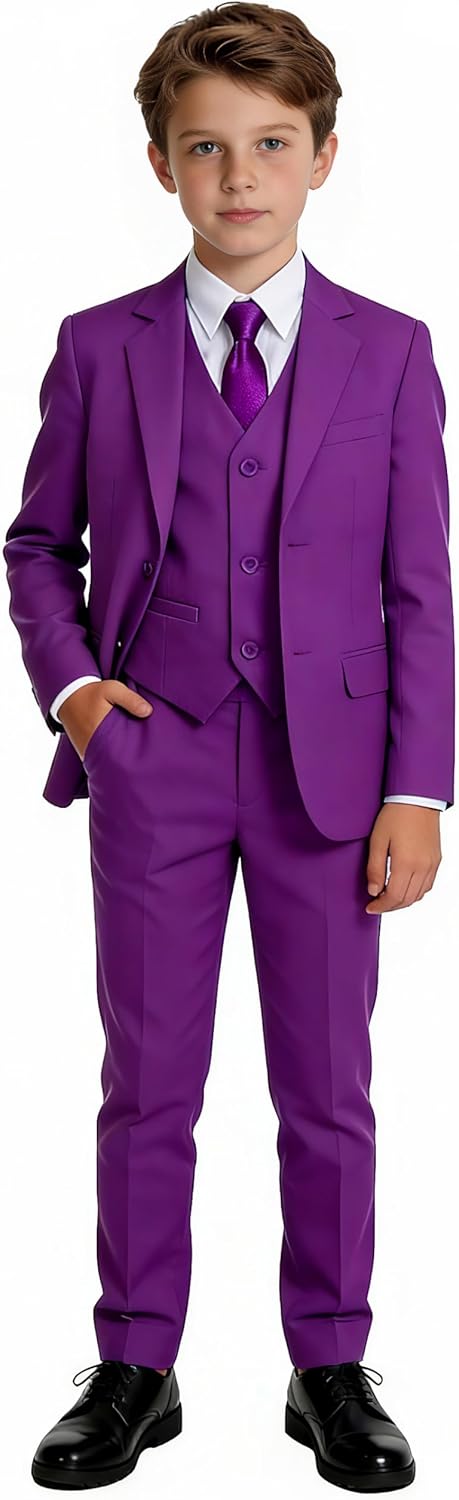 Toddler Suit for Boys 5 Piece Slim Fit Tuxedo,Ring Bearer Outfit Kids Wedding Guest Dress Clothes