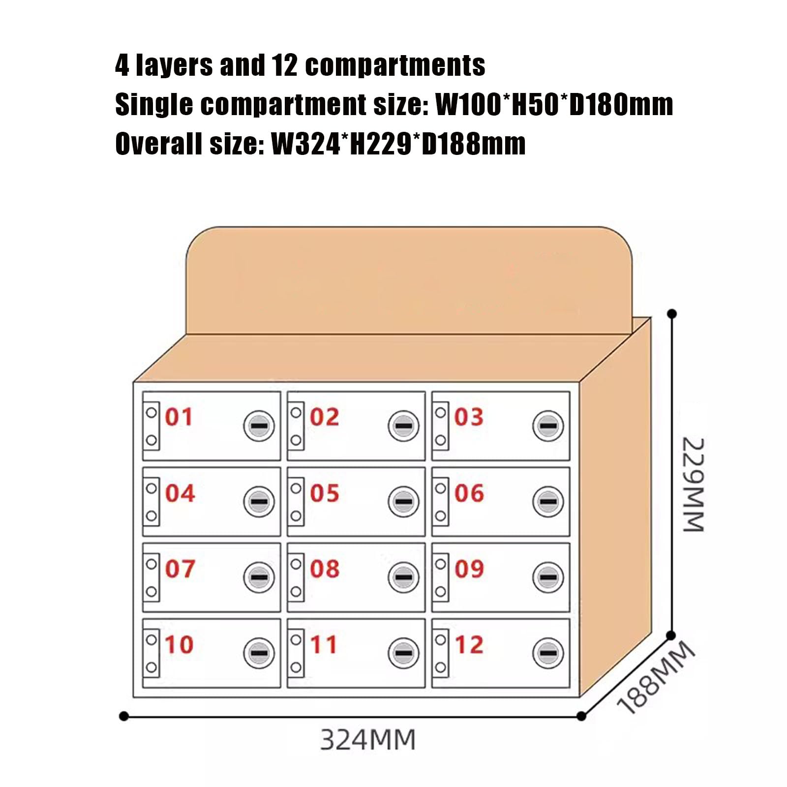Armadietto per telefono da parete, trasparente, cassetta di sicurezza per studenti, con funzione di bloccaggio per 6-100 bit (12 punte incluse), ideale per scuola e ufficio