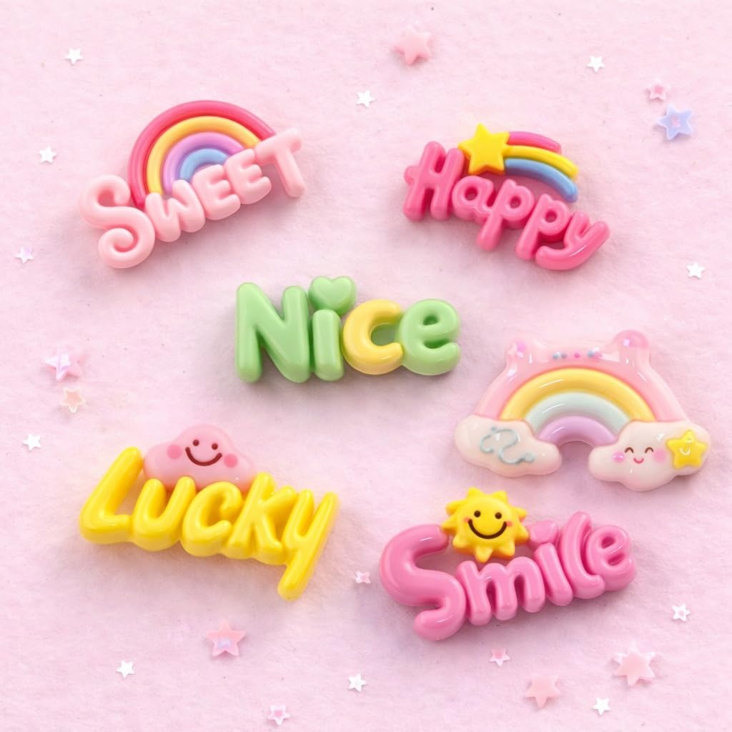 DMW 6 Pieces Super Cute Kawaii Slime Charms, Cute Slime Charms Resin Flatback 3D Decoration for DIY Craft Making, Scrapbooking, Mobile Phone Case, Jewellery Making, Hair Clip (All Mix2)