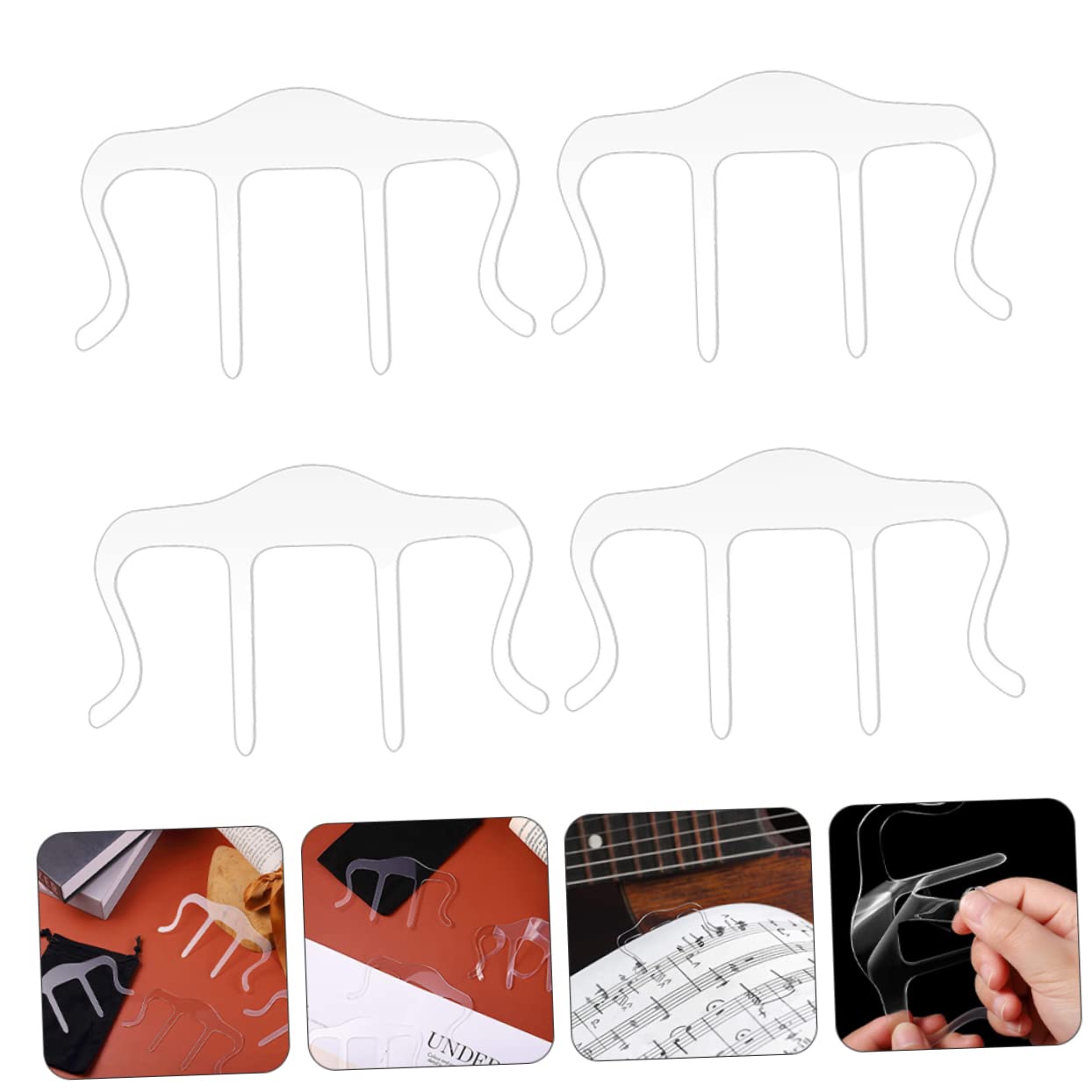 ibasenice 4pcs Transparent Recipe Magazine Page Clips Book Fixing Clips for Music Scores Speech Drafts Multipurpose Easy to Install Clamps for Home School Use