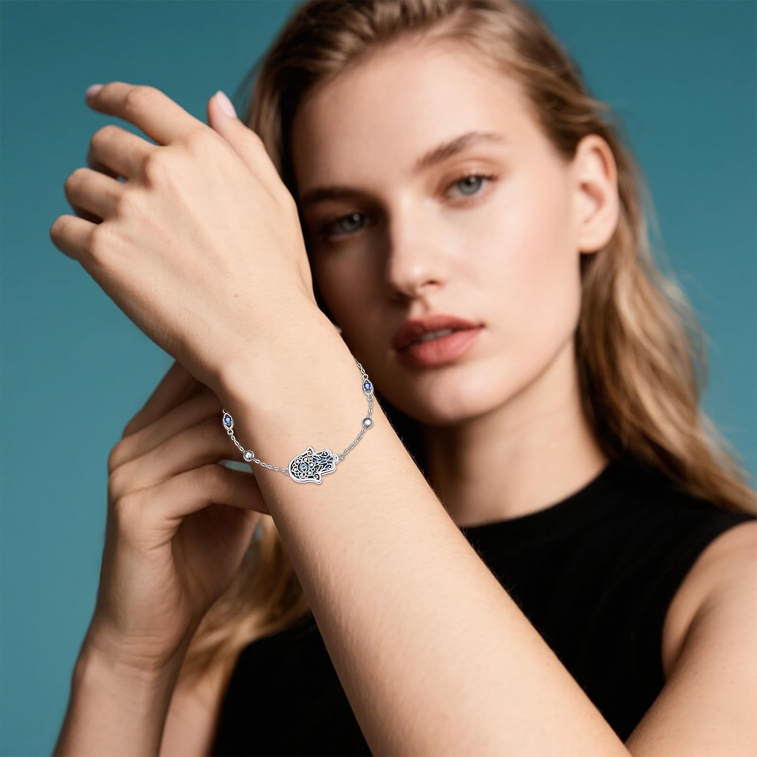 Hamsa Bracelet 925 Sterling Silver Evil Eye Hamsa Bracelet Jewelry Hamsa Hand Gifts for Women