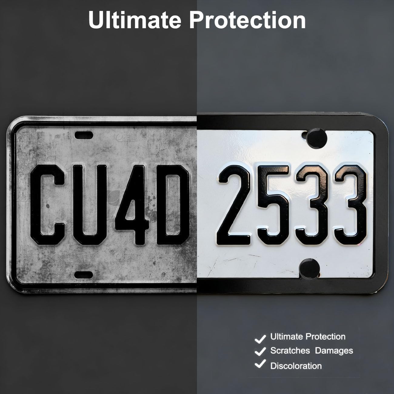 Universal License Plate Cover, 2 Packs Clear License Plate Protector with Fastening Screws, Screw Driver,12.2"x6.3"
