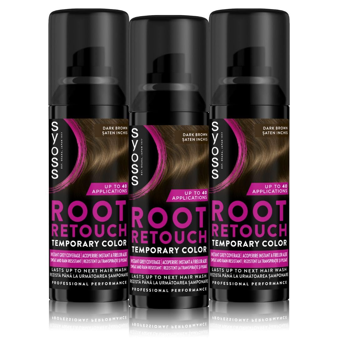 Syoss Root Retoucher Korektor do Włosów w Spray'U, Ciemny Brąz, 120 ml