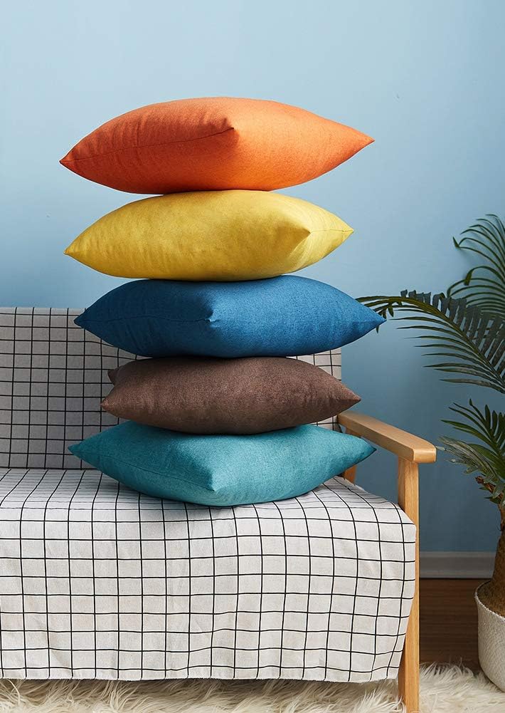 4TH Emotion Outdoor Waterproof Throw Pillow Covers Garden Cushion Case for Patio Couch Sofa Polyester Home Decoration Pack of 2, 16 X 16 Inches Dark Blue