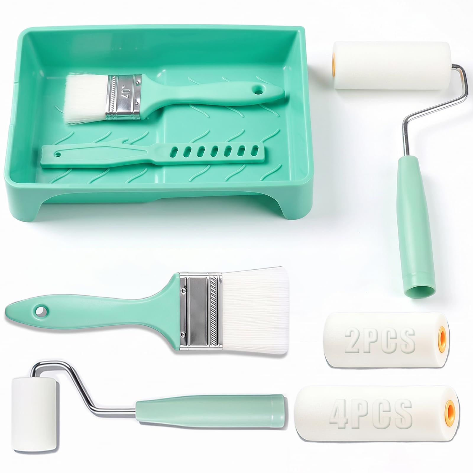 Fengxkyuan Green 12Pcs Mini Paint Roller Kit Multiple Sizes Foam Paint Rollers Set