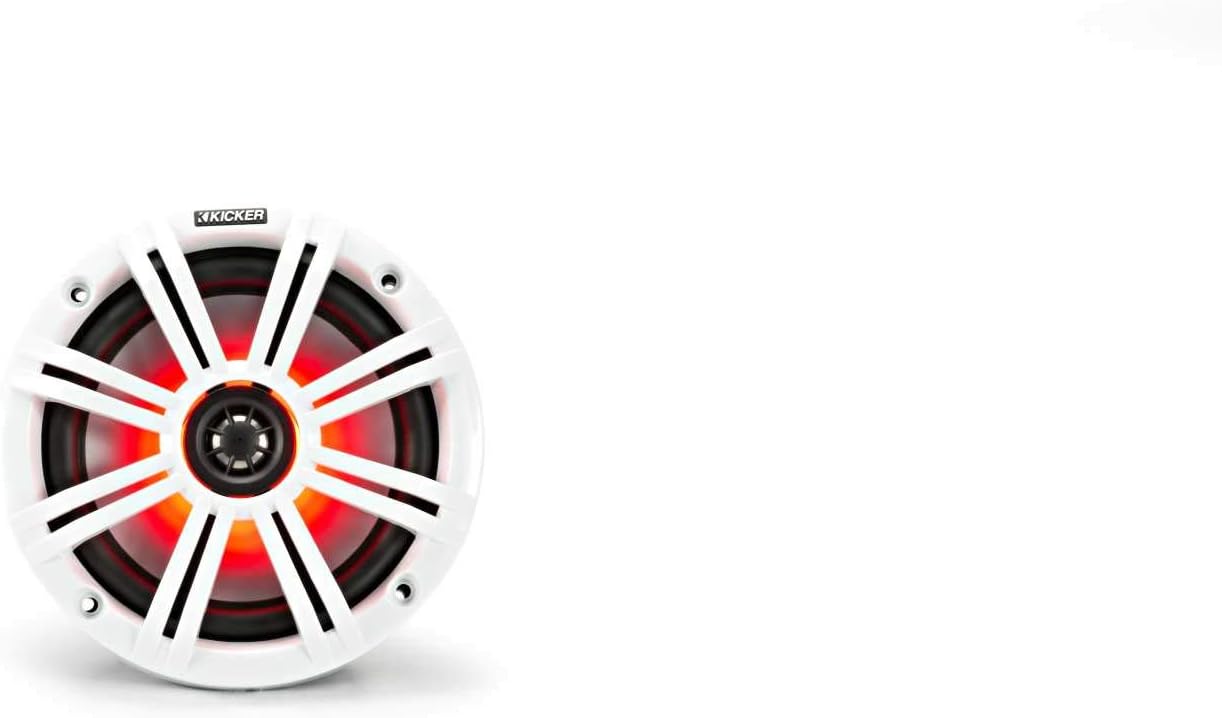 KICKER KM65 6.5-Inch (165mm) Marine Coaxial Speakers with 3/4-Inch Tweeters, LED, 4-Ohm, Charcoal and White Grilles - Image 6