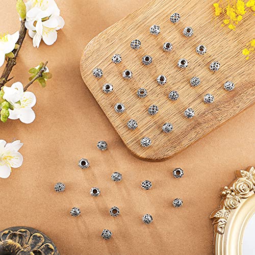 Silver Tone Spacer Loose Beads Hollow Filigree Tibetan Beads Alloy Beads Spacer 12 Mm Tiny Metal Beads For Life Design Diy Jewelry Craft Making Necklace Bracelet Supplies (60 Pieces) #TOP3