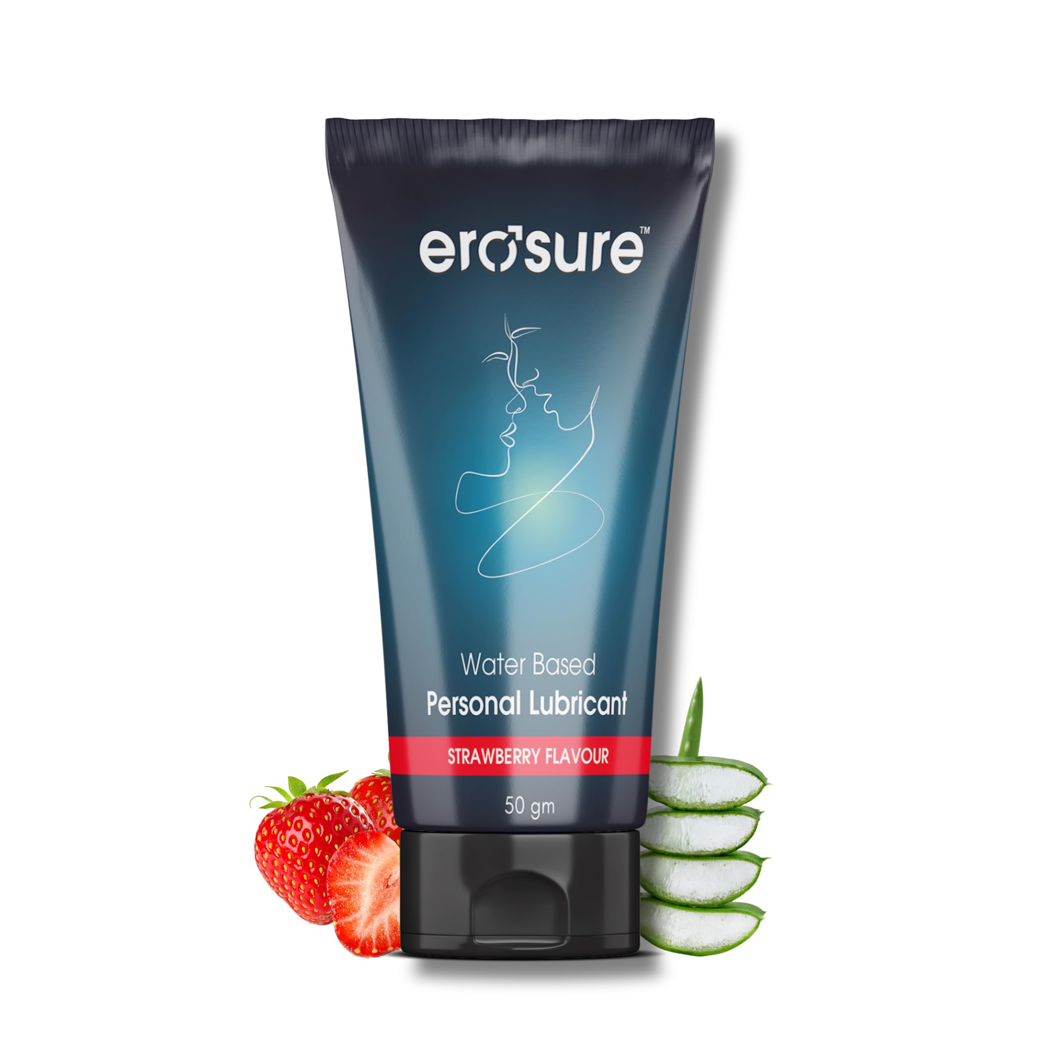 EROSURE Water Based Personal Lubricant Strawberry Flavour Combo For Men & Women | Compatible With Condoms And Toys | Non-Sticky | Smooth & Warm | 50gm Each Pack Lubricant (1)
