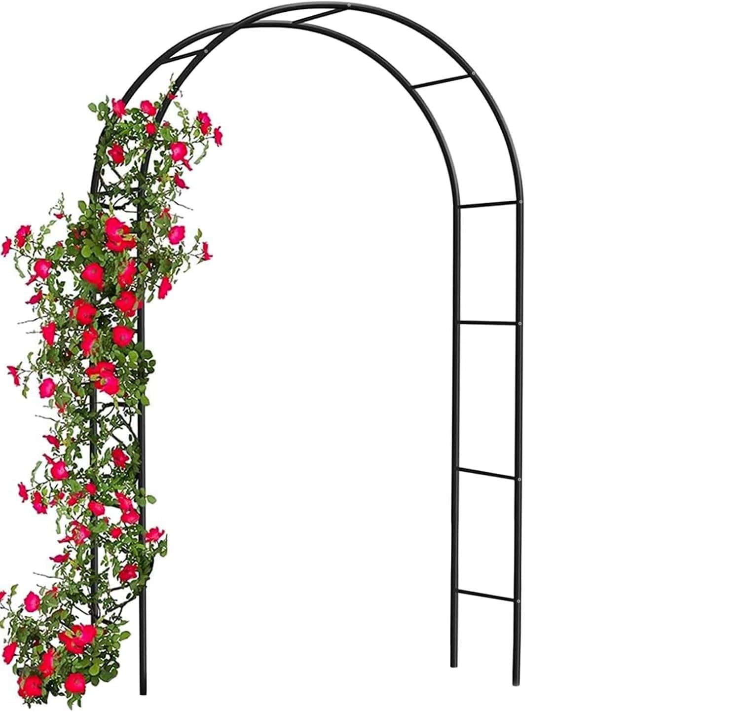Garden Arch Green Metal Heavy Duty Steel Frame Support Arches, Rust-Resistant rose arch, 140cm Wide x 240cm High, Ideal for Climbing Plants and Outdoor Decoration as Garden Archway or Trellis