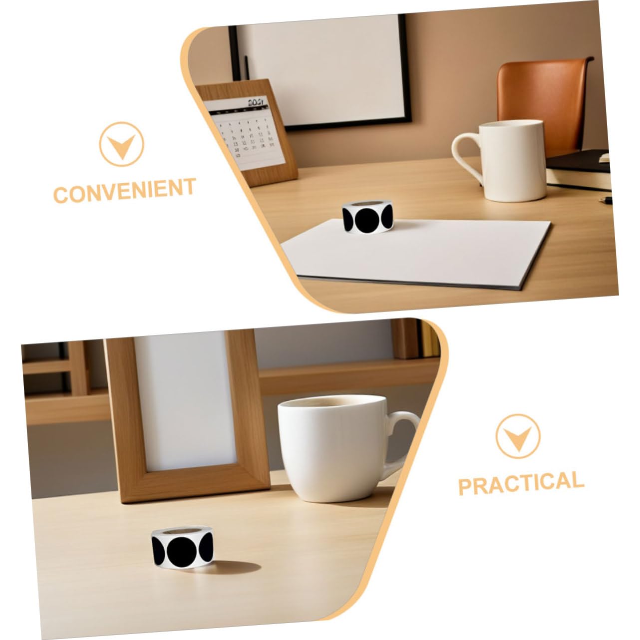 6 Etichette Adesive Rotonde Nere Scrivibili in PVC per Classificazione e Organizzazione Scatole Ufficio e Magazzino