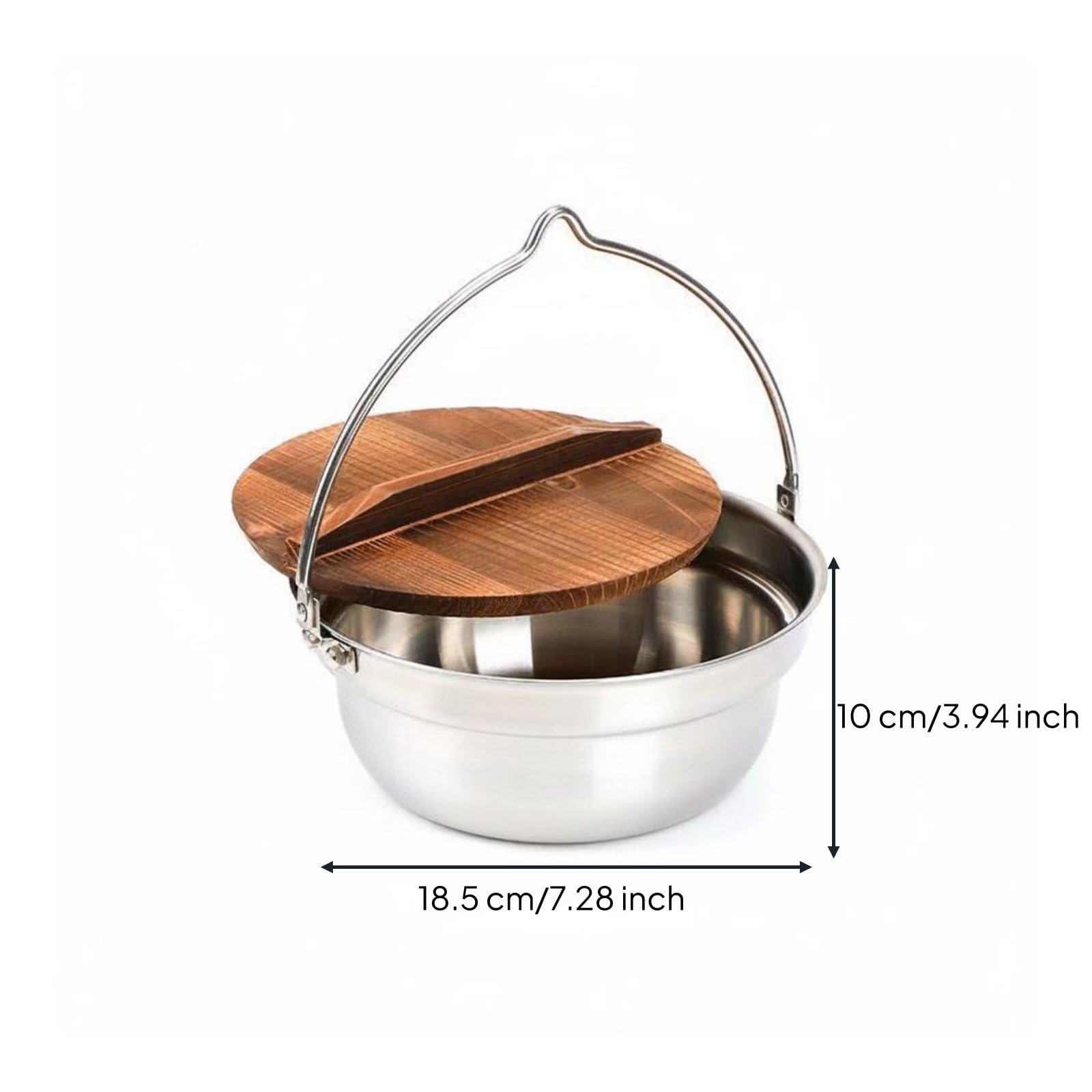 Olla Colgante de Acero Gran Capacidad Olla Colgante de Camping Resistente a la Deformación Camping con Tapa para Fogata, 18 Cm, Modelo A
