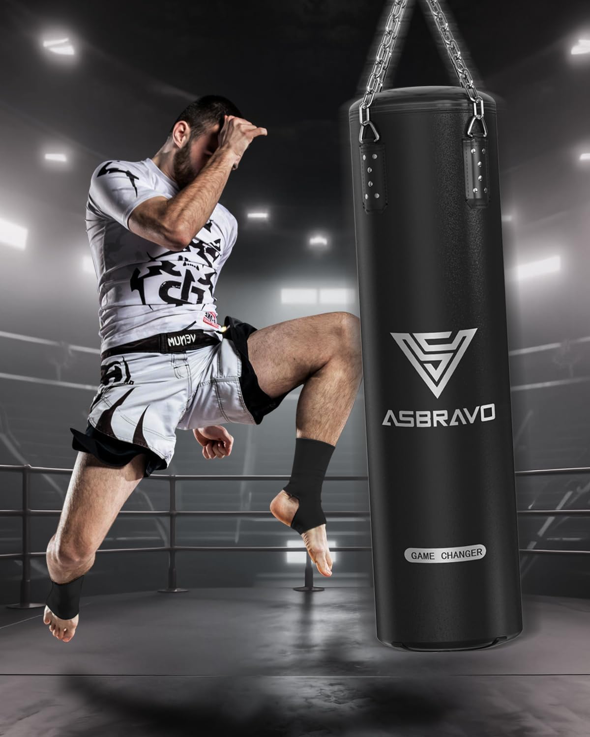 Saco de boxeo para adultos, juego de saco de boxeo pesado de poliuretano de 12 onzas, guantes para artes marciales mixtas, Muay Thai, kickboxing, gimnasio en casa, artes marciales (sin