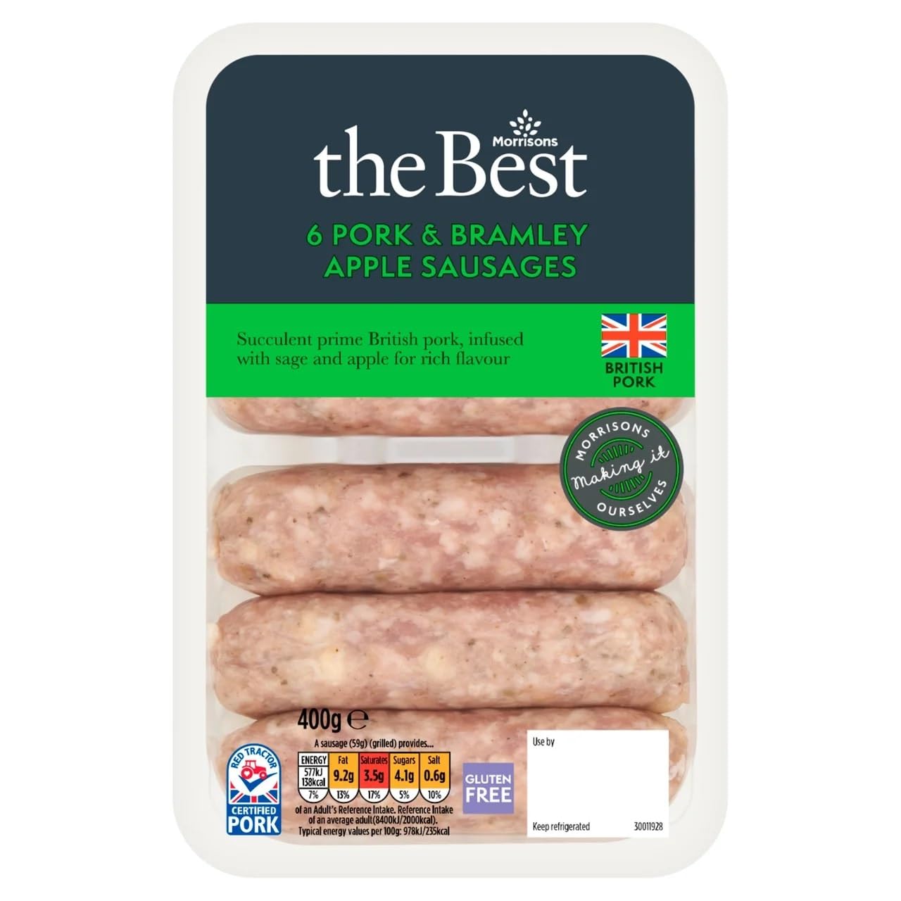 Morrisons The Best Pork Bramley Apple Sausages, 400g