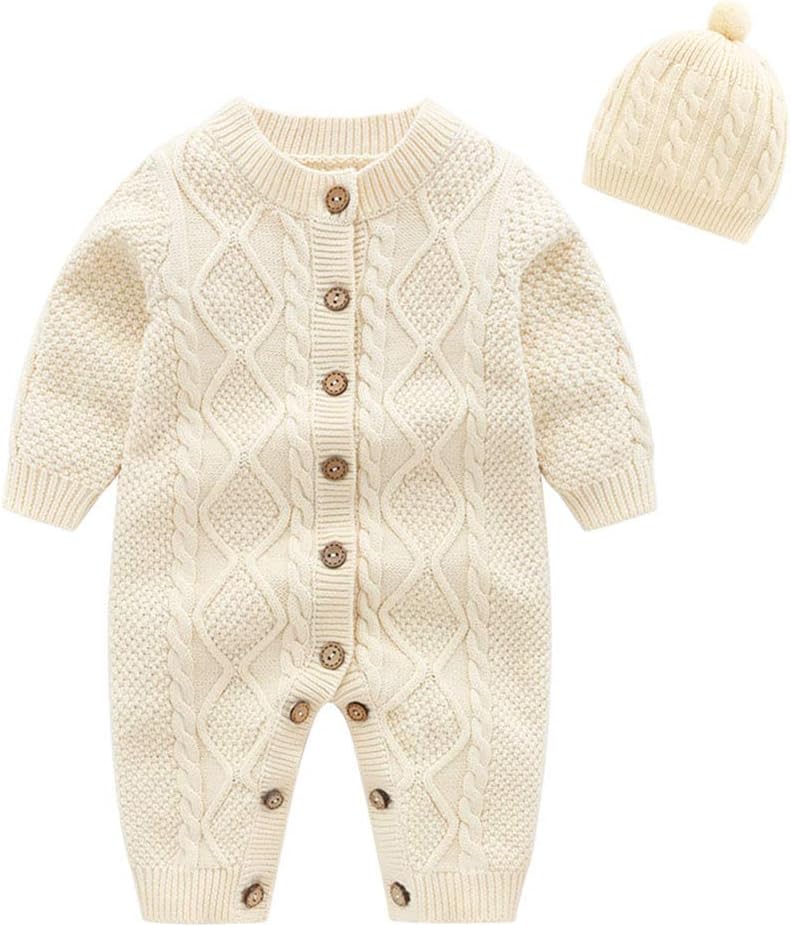 Mornyray Newborn Baby Girls Boys Sweater Jumpsuit Winter Knit Romper Clothes