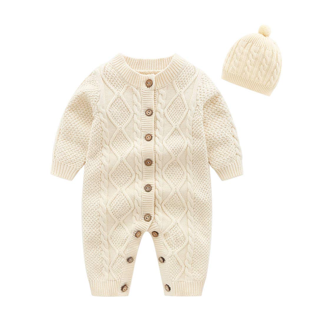 Mornyray Newborn Baby Girls Boys Sweater Jumpsuit Winter Knit Romper Clothes