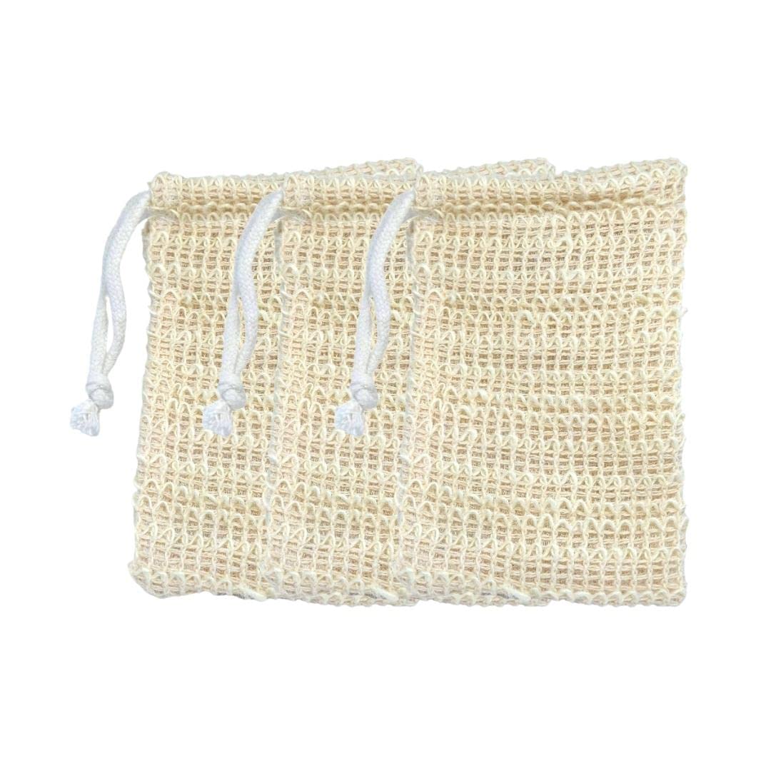 Natural Ramie Soap Saver Pouch/Soap Bag Scrubber (Pack of 3) | Made with Sustainable Vegetable Fibre | Gently Exfoliates Skin | For Men & Women | Premium Bathing Accessories | Made in India