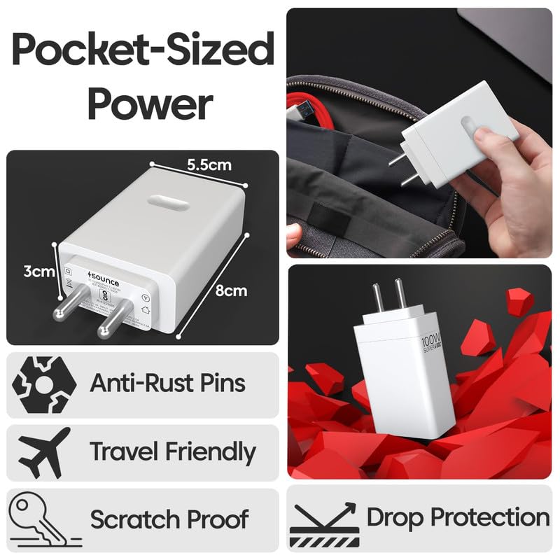 Image of 100W SUPEVOOC Fast Charger with Type-C Cable | 100W USB Charger for One-pluss, Realme, Oppo, Redmi, Xiaomi, Poco, iQOO, Samsung, Motorola & More | Supports Dart, Dash, Warp, Vooc, SuperVooc, QC 3.0
