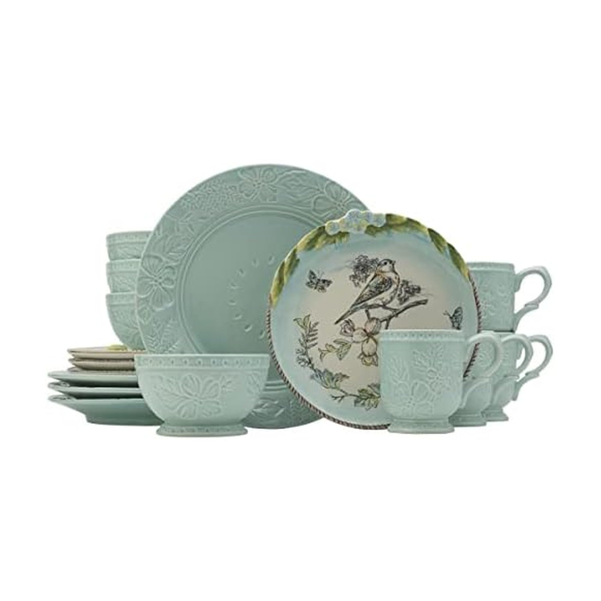 Amazon.com | Fitz & Floyd English Garden Bird 16 Piece Dinnerware