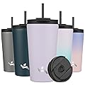 18 OZ Insulated Tumbler with Lid and 2 Straws Stainless Steel Water Bottle Vacuum Travel Mug Coffee Cup,Taro