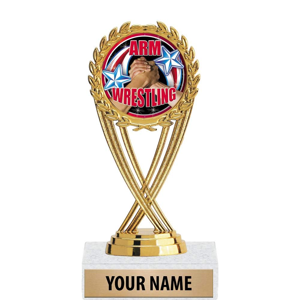 Crown Awards 5.5" Gold Arm Wrestling Trophies, Custom Olympia Arm Wrestling Trophy Award Prime