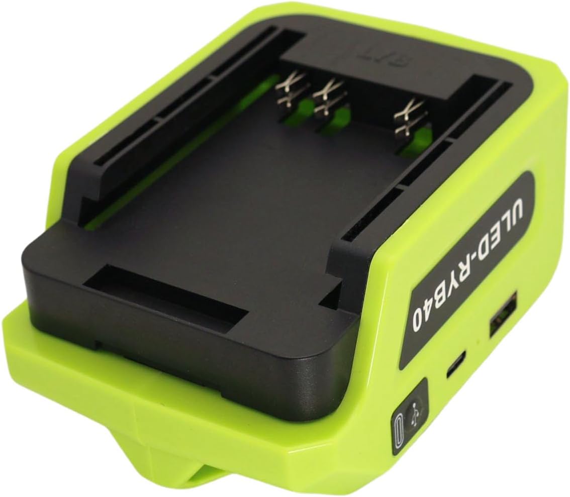 Battery Adapter Compatible with Ryobi 40V Power Converter with USB and Type C Charging Interface for Phone Charging