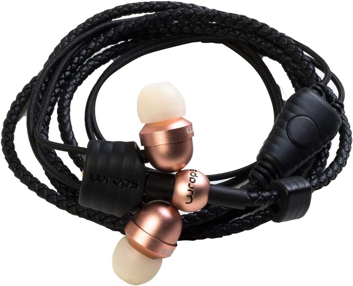 Wraps Wearable Braided Wristband Headphone Earbuds, Rose Gold (WRCORG-V16M)