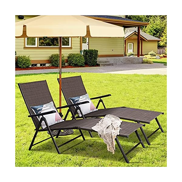 Tangkula set of 2 patio adjustable chaise 5 back 2 leg positions outdoor reclining lounger chairs suitable for lawn poolside garden yard and beach  urban country home decor