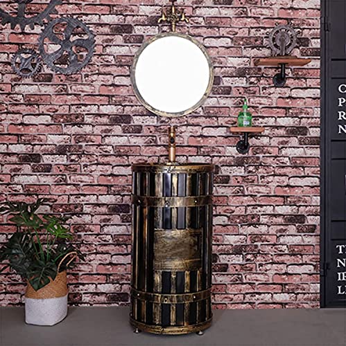 Freestanding Pedestal Sink For Home Or Hotel, Free Standing Vanity Basin Bathroom Vanity Unit Basin Sink Gloss Full Pedestal Bathroom Sink Cabinet Under Basin Unit ( Color : Red Copper , Size : With M #TOP5