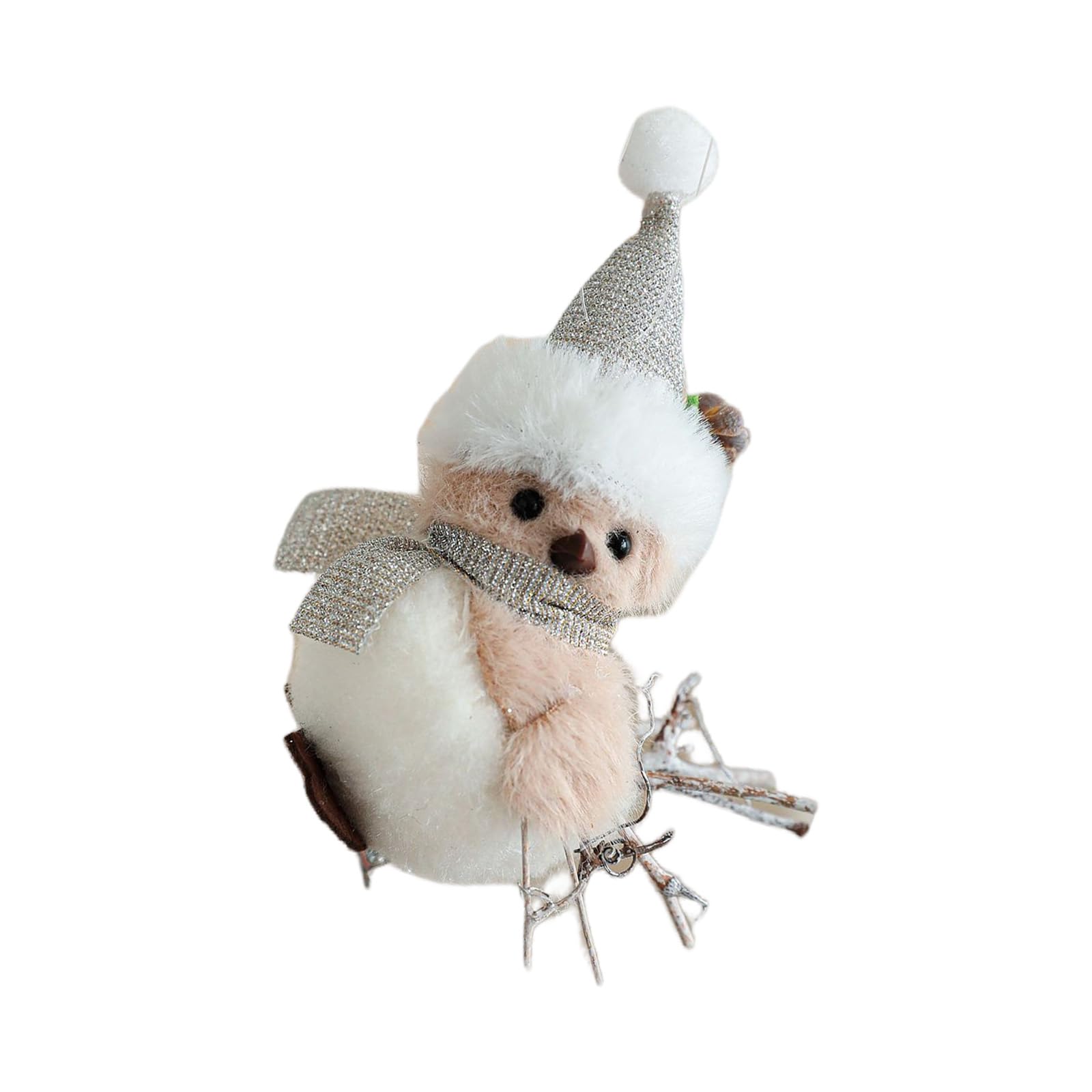 KAQNTUD Flocked Bird Decoration with Realistic Pine Cone Branch, Hanging Decoration for Holidays, Bookshelf, Shop Window, Christmas Tree, Birds for Clip-on