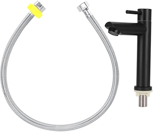 Miniatura 8 de Crisis Grifo de agua de lavabo frío, grifo de cocina de acero inoxidable negro, sin óxido y sin fugas de agua, configuración de burbujeador, para