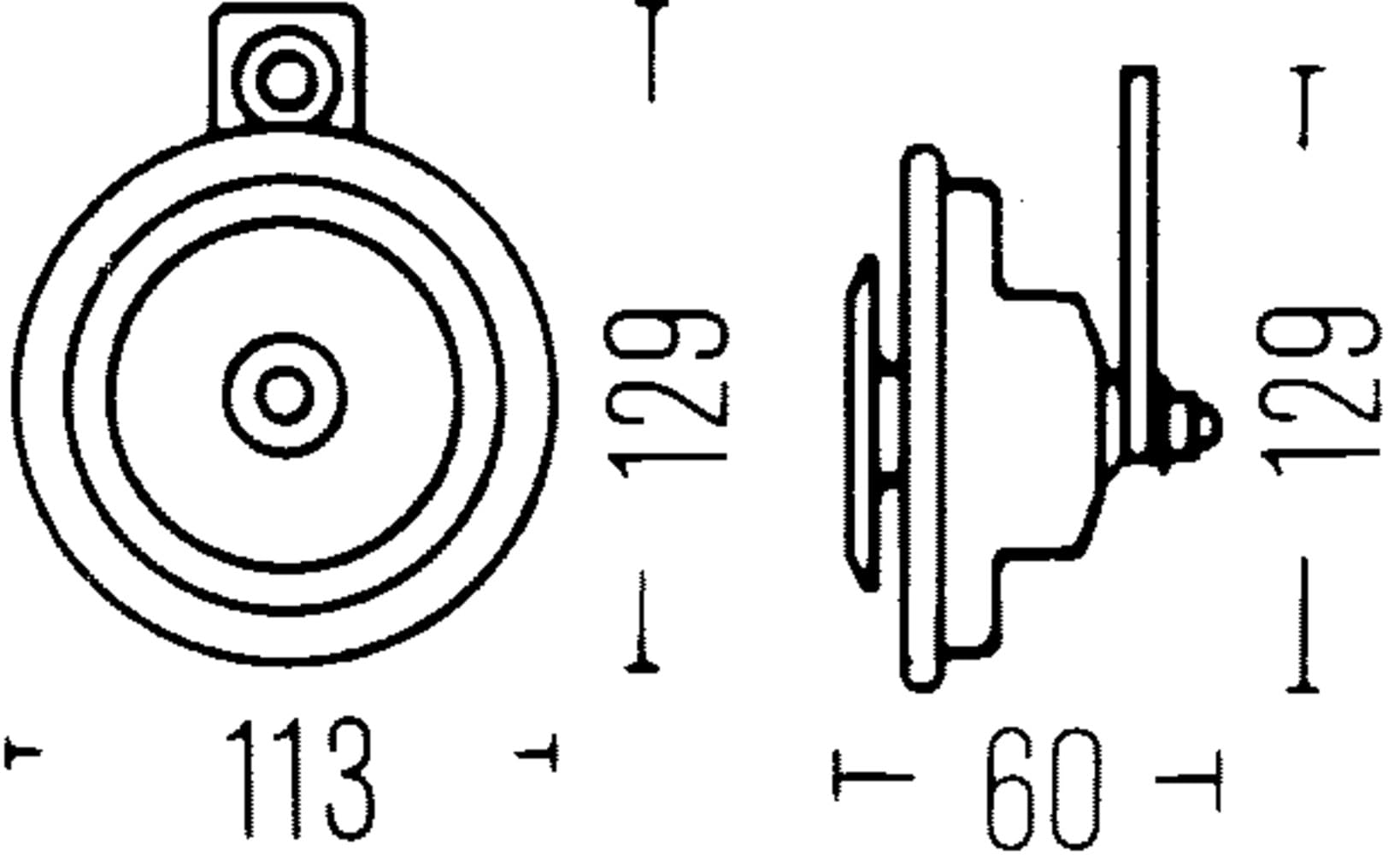HELLA Klakson - B36 - 12V - 116dB(A) - Zakres częstotliwości: 335Hz - ECE - Kolor obudowy: szary - Złącze wtykowe płaskie - 3BA 002 768-131
