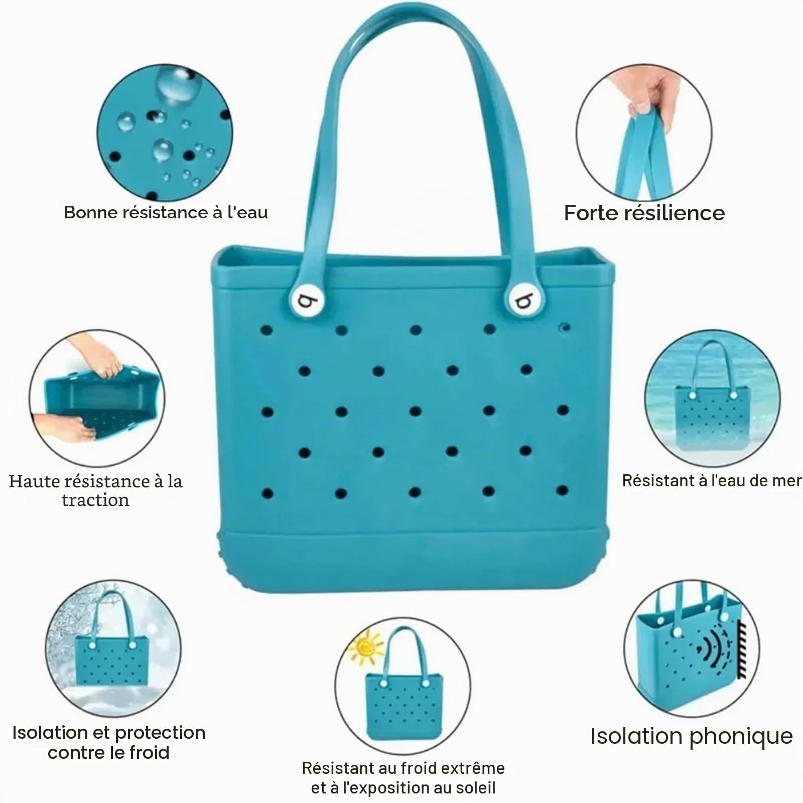 Sac de Plage Imperméable - Grand Fourre-Tout à Bandoulière pour Femme avec Grande Capacité de Rangement - Mode Bogg Bag