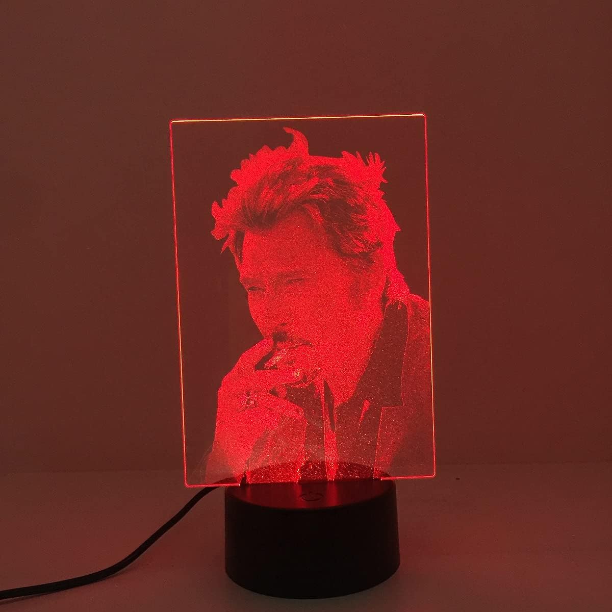 Johnny Hallyday Personalised 3D Night Light for Children, 16 Colours Smart Touch and Remote Control, Toys and Gifts, Mood Lamp (A)