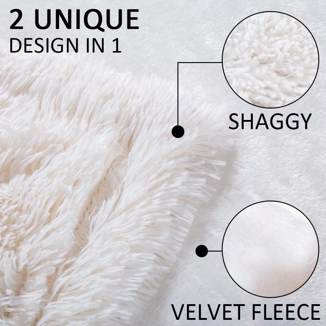 YUSOKI Cream White King Faux Fur Blanket,2 Layers,90"x104",Without Pillows Big Soft Plush Fuzzy Large Warm Fluffy Blanket for Bed - Image 3