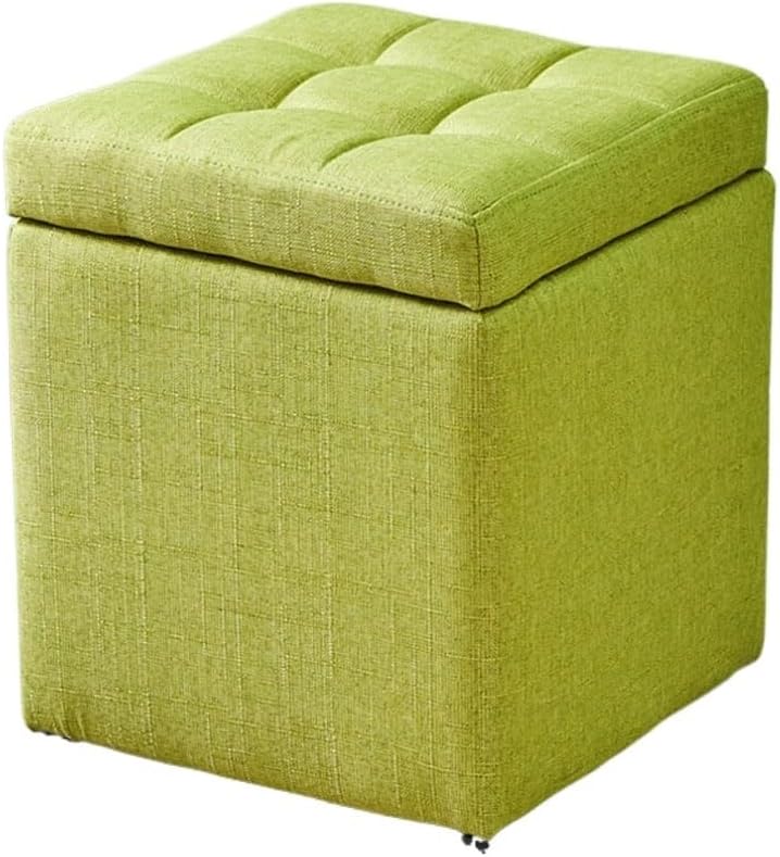 Household Solid Wood Shoe Changing Stool, Storage, Cotton and Linen