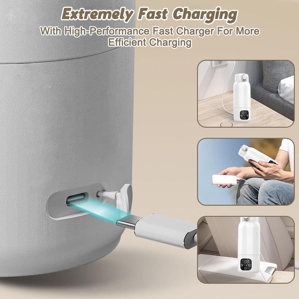 Flaschenwärmer Baby Unterwegs, 500ml Tragbarer Baby Flaschenwärmer mit 11000mAh Schnelles Aufheizen Babyflaschen Wärmer mit LCD-Display Milchwärmer Baby für Muttermilch, Wasser, 35-70℃ Einstellbar