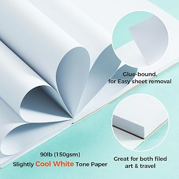 Ohuhu 9x12 Double-Sided Bleedproof Marker Pad Art Sketchbook 60 Sheets
