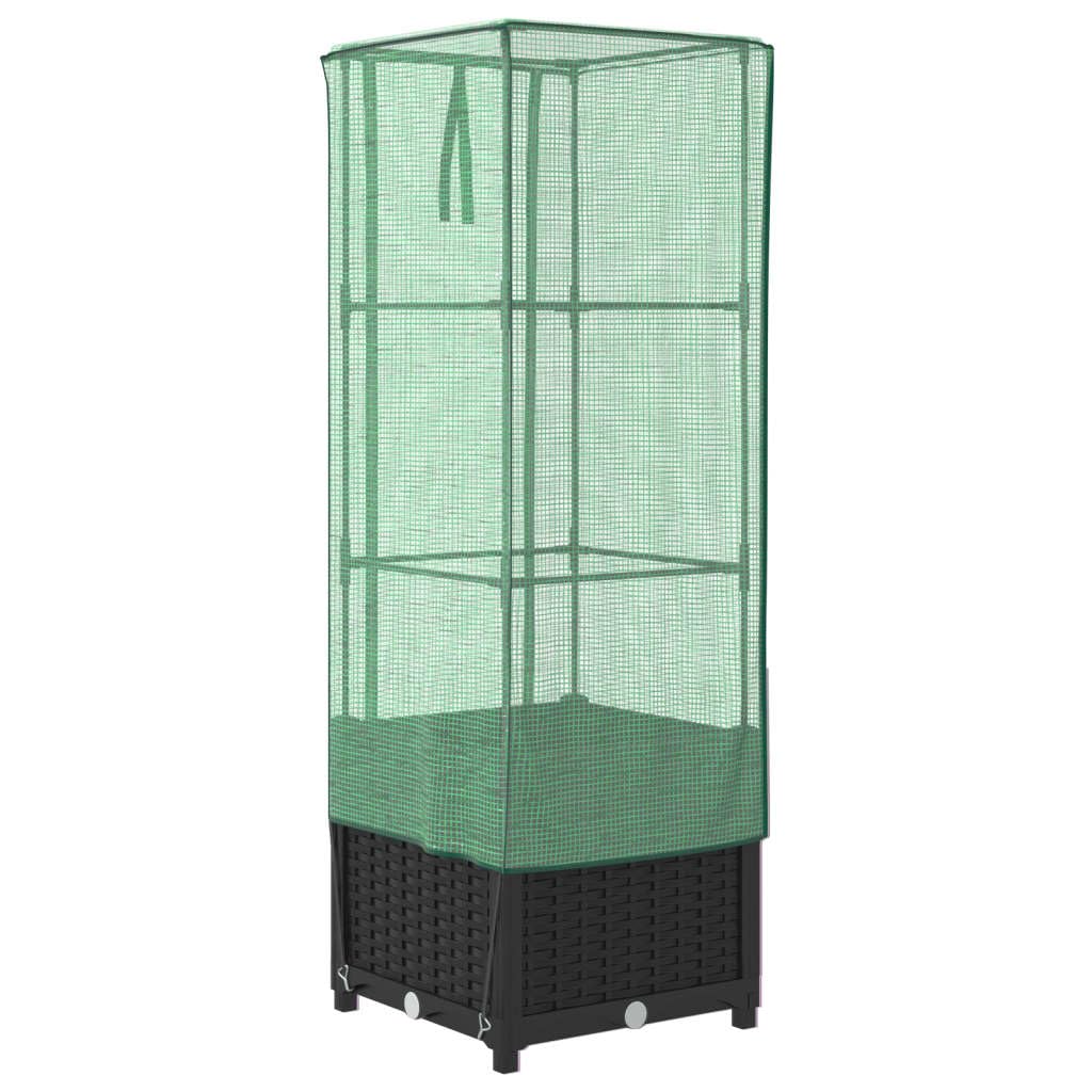 Homgoday Arriate con Cubierta Invernadero Aspecto ratán 40x40x139 cm Huerto Urbano Terraza Mesa de Cultivo Cubierta con Cubierta, para Plantas Flores Verduras Jardín Interior Exterior