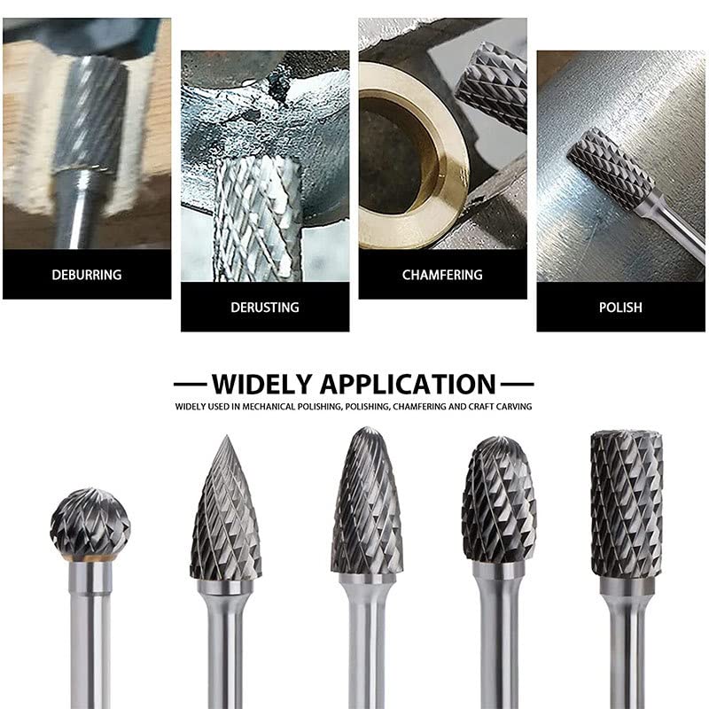 Dubbele Cut Carbide Rotary Burr Set Carving Tool Wolfraamcarbide Staal Boor Slijpen Hoofd 6mm (6 * 8 5 stks Dubbele Grain