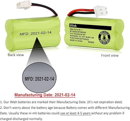 Miniatura 2 de iMah BT183342BT283342 24V 400mAh Ni-MH Batería compatible con ATT CL82207 EL52100 EL50003 VTech CS6709 CS6609 CS6409 BL102-3 Batería de reemplazo