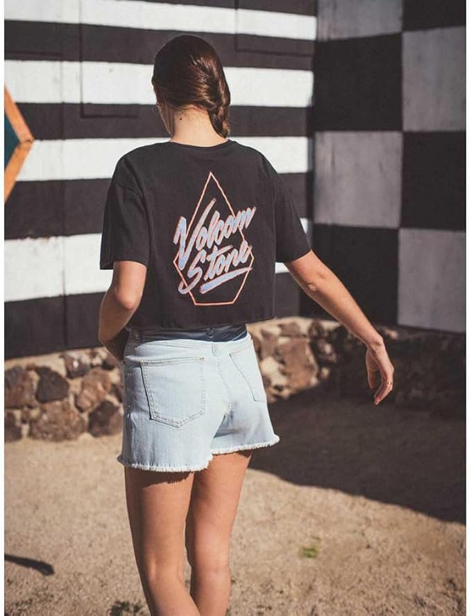 Volcom Women's Just A Trim Short Sleeve Crop Tee, Faded